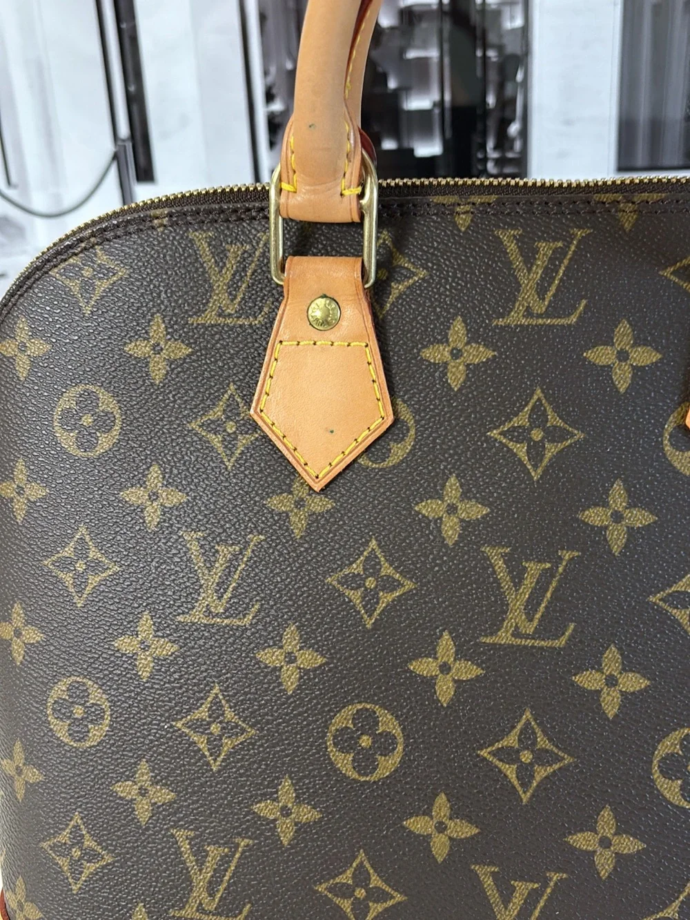 Louis Vuitton Monogram Alma Satchel in Brown and Tan